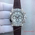 Replica Rolex Cosmograph Daytona watch SS White Dial Brown Leather
